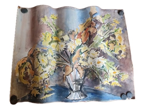 Grande aquarelle ancienne - grande,