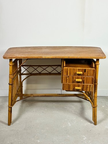 Bureau rotin vintage 1960 - en,