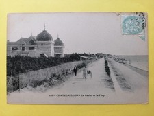 Old postcard CHATELAILLON Charente Maritime Le CASINO et la PLAGE animated arm cart