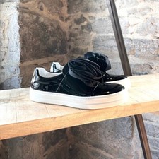 Roger Vivier Black Patent Leather & Satin Flower Sneakers - SIZE 36 IT - 6 US