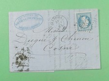 DR WHO 1864 FRANCE F/L GRANVILLE FANCY CANCEL 1706 TO COSNE M53953