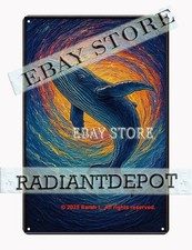 metal tin sign Dolphin swirl