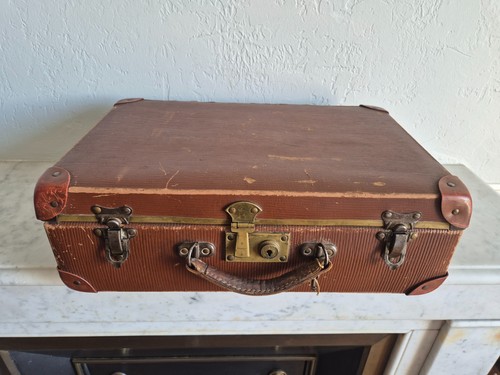 Ancienne valise carton avec - ancienne, en