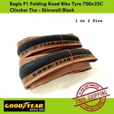 Goodyear Eagle F1 Folding Road Bike Tyre 700x25C Clincher Tire - Skinwall/Black