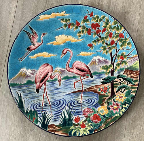 Beau plat faience emaux longwy - faience,