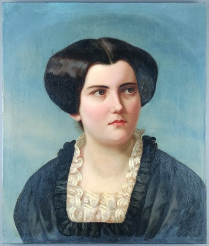 Ancien tableau femme col - "femme, au