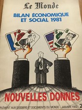 LE MONDE BILAN ECONOMIQUE ET SOCIAL 1981 AVEC MITTERRAND DESSIN PLANTU