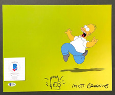 MATT GROENING SIGNED 11X14 THE SIMPSONS PHOTO HOMER BART SKETCH CREATOR BAS
