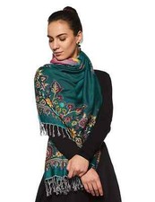 Écharpe femme en laine et soie douce châle enveloppante pashmina à fleurs éto...