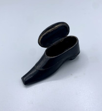 Antique 19th Century Shoe Shaped Snuff Box - Black Lacquer - Folk Art