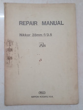 Rare manuel de réparation Nikon Nikkor 28 mm F3,5 AIS manuel du technicien Japon