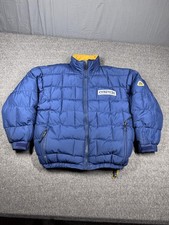 Cybertek Down Puffer Jacket Mens Large Blue Yellow Reversible Winter Korea CTK