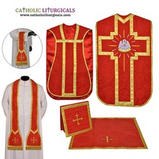 NOUVEAU vêtement de violon romain chasuble rouge pélican 5 pièces ensemble...
