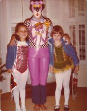 VINTAGE SNAPSHOT: MOM IN PINK PANTHER HALLOWEEN COSTUME & SKATER KIDS