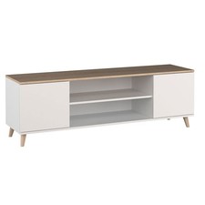 Meuble Bas "Petra" Pour TV 155Cm Blanc Chêne Sonoma
