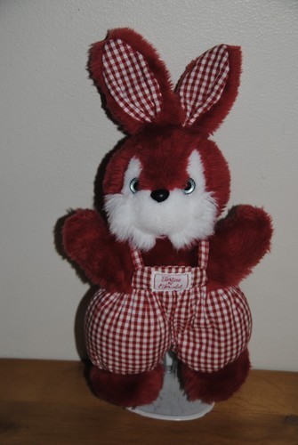 Peluche doudou lapin rouge - peluche,