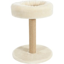 Arbre à chat 2 en 1, ø 35 cm x hauteur 45 cm, couleur beige, pour chats et chato