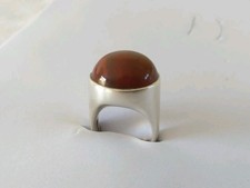 ANTIQUE SCANDINAVIAN MODERNIST DESIGN OTEREN SOLID SILVER STERLING AGATE RING