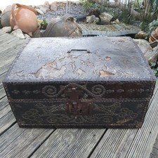 Ancien Coffret Coffre Gainé