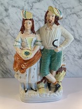 Antique Victorian Staffordshire Figural Group Man Woman Nest Sickle 19thC