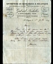 SAINT-FARGEAU (89 Yonne) SERRURERIE & MACHINES AGRICOLES "Gabriel NEDELLEC" 1924