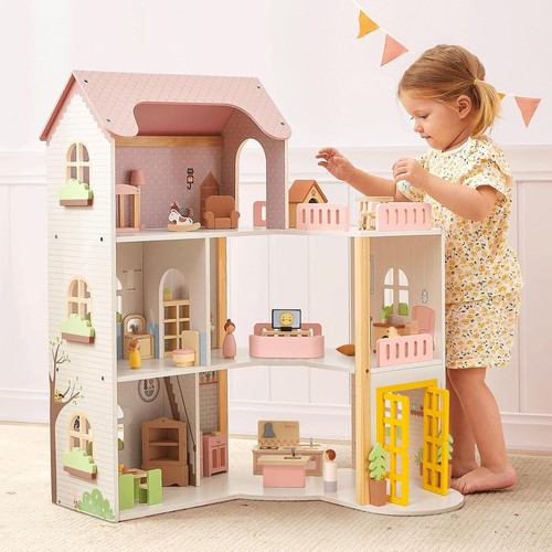 Wooden dollhouse with - with, 60