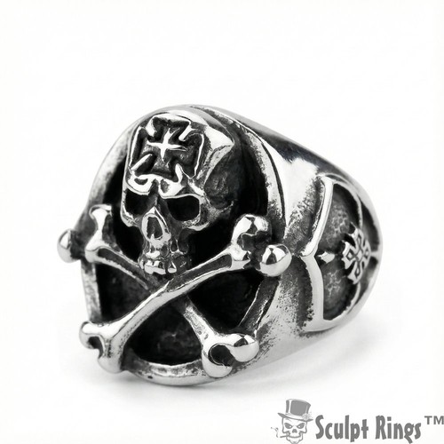 Bague crâne croisés - crâne,