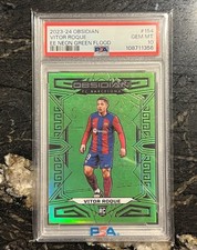 Vitor Roque 2023-24 Panini Obsidian Neon Green Flood /3 PSA 10 #154 Rookie RC