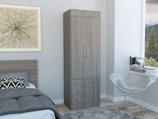 Light Gray 2-Drawer Armoire