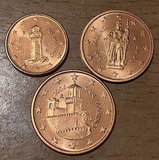 Lot 1,2,5 ct euro Saint Marin