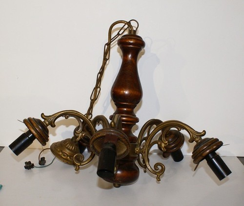 Ancien lustre bois - ancien, branches