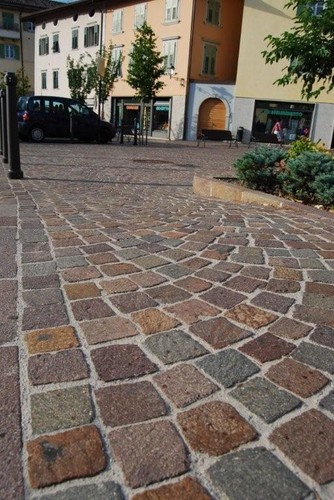Paves cube granit rouge - , pierre