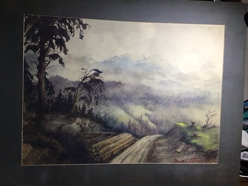 Dessin aquarelle montagne - dessin,