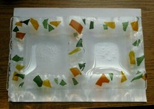 Stunning Unique Large Double Ravine Empty Blown Glass Pocket Green Orange 