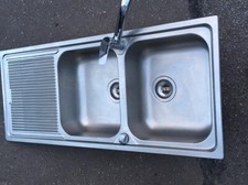 Evier inox de cuisine 2 bacs + Robinet