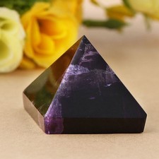 Natural Purple Crystal Fluorite Amethyst Pyramid Figurines Home Decoration