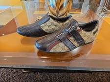 GUCCI Classic Logo GG Brown Canvas Chaussures Men's Sneakers UK 6.5G / US 7