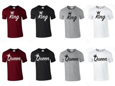 KING QUEEN CROWN T-Shirts Funny LOVE valentines day Couples Matching (TSHIRT)