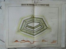 26 FORTIFICATIONS boards: MS plans, printed boards, 1875/1877.