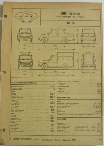 Fiche technique automobile daf - technique,