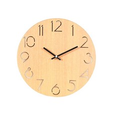  Horloge murale en bois muette simple, ronde, créative, à quartz, pour la