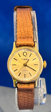 Vintage Montre Watch UHR TIMEX QUARTZ Made in FRANCE Dorée pour Femme For Parts