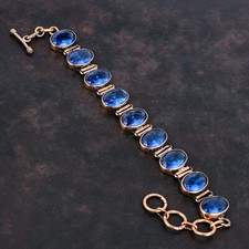 Tanzanite Quartz Adjustable Bracelet Handcrafted Copper Ethnic Gift Jewelry 6.0"