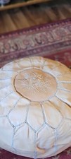 Moroccan natural leather pouf 