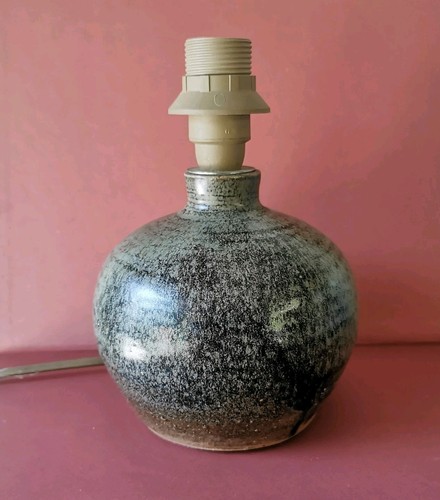 Pied lampe grès signé - grès,