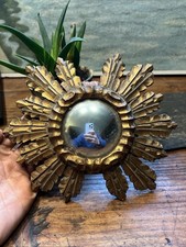 Petit Miroir Déformant & Sorcière Bois Doré Antique Miror