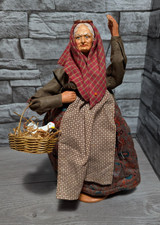 READ Vintage 12" S. Jouglas Terracotta Woman Figurine Cloth Doll Made In France