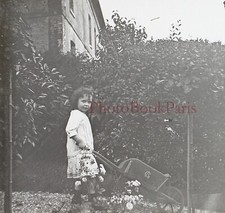 Garden Girl in Wheelbarrow c1915 Photo Stereo Plate Vintage V33L27n2