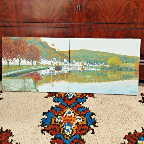 Tableau huile sur toile double - sur,
