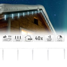 Guirlande lumineuse à LEDs forme de glaçons pluie de glace blanc froid déco Noël